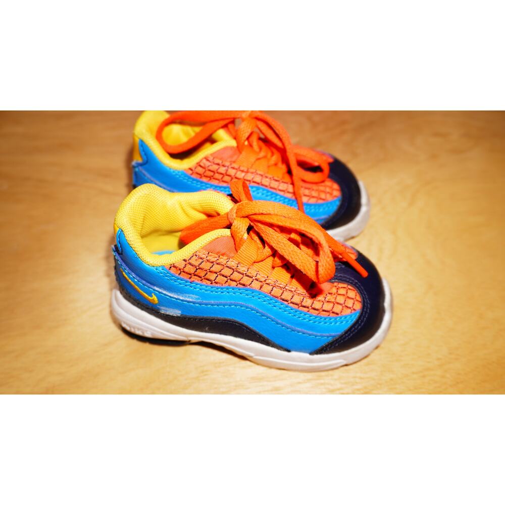 Nike Air Max 95 Toddler Size 4C Bright Crimson Amarillo Blue Kids Shoes - Picture 8 of 16